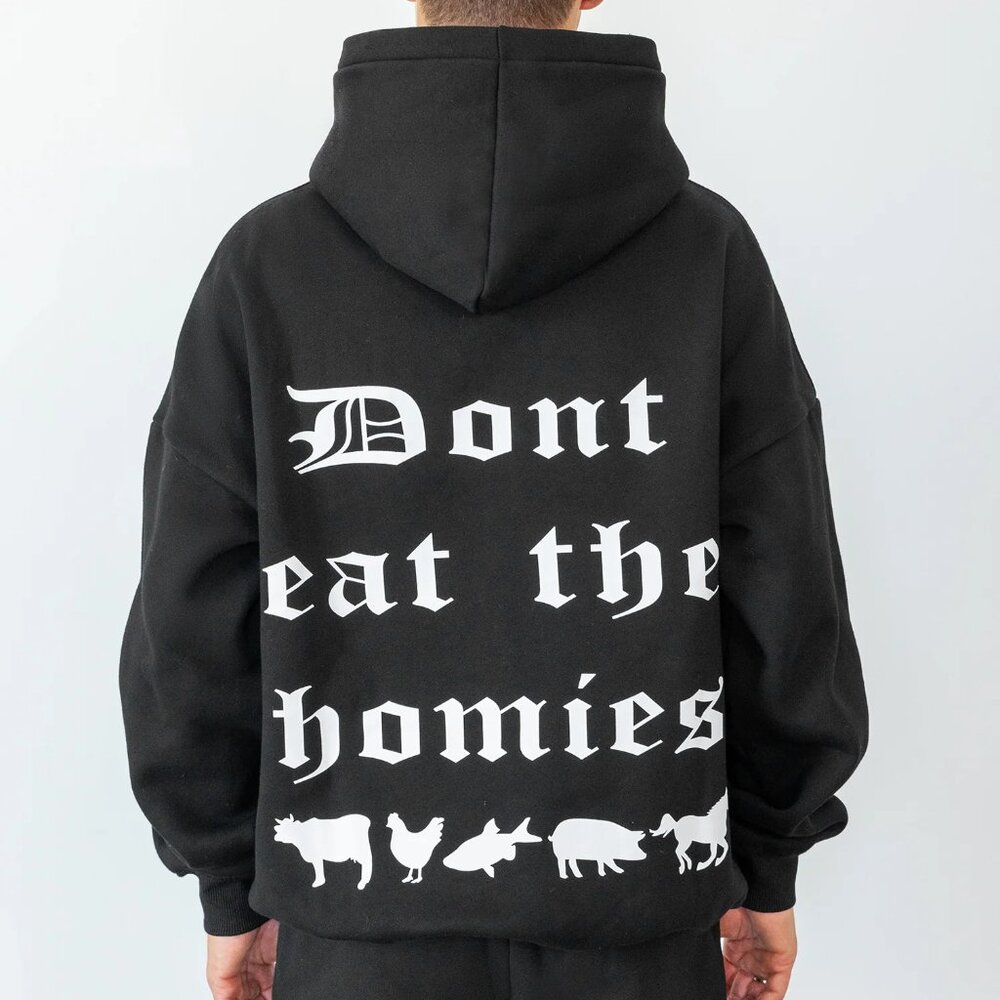 New Don't Eat The Homies DETH vegan streetwear relaxed cotton hoodie sweatshirt